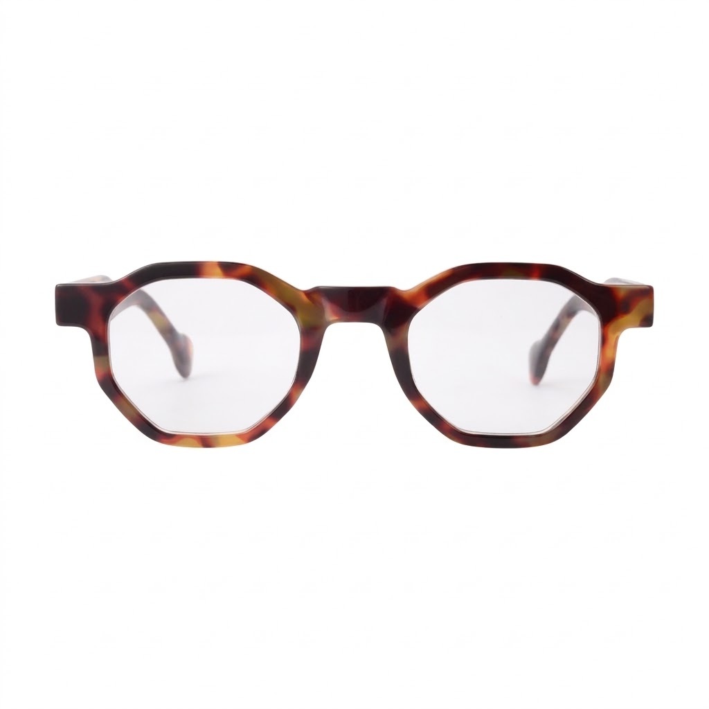 Armação Para Óculos de Grau Hexagonal Tori Tortoise Giorno Armação Premium Retrô Unissex Leve Confortável