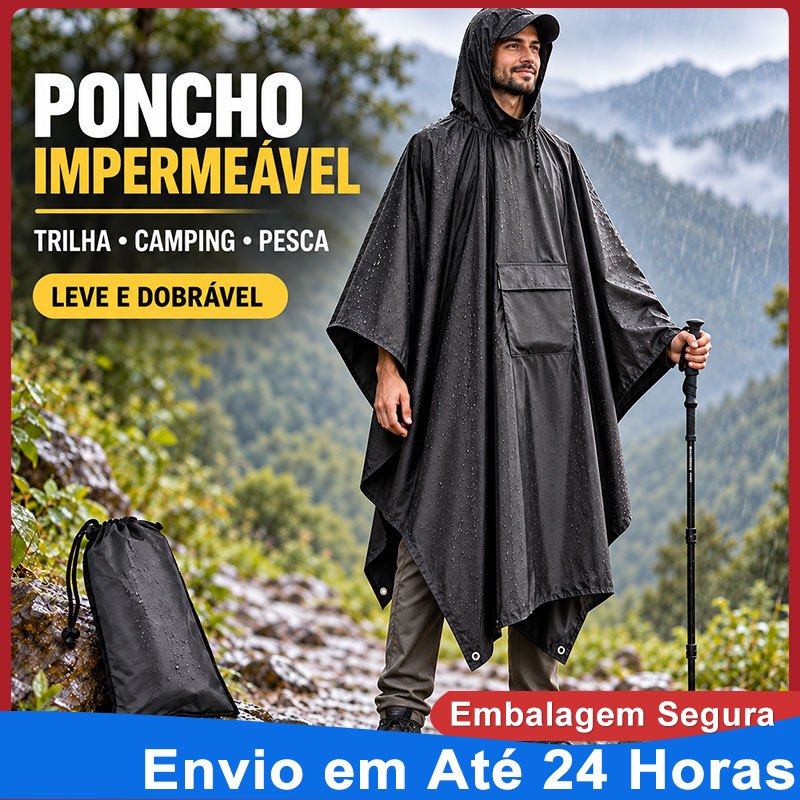 Capa de chuva impermeável leve com capuz para Caminhada, Poncho ao ar livre