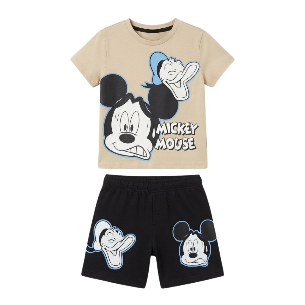 Conjunto Infantil Masculino Estampado Mickey Camiseta + Bermuda em Algodão Tam. 4 ao 10 Anos Roupa Infantil Menino