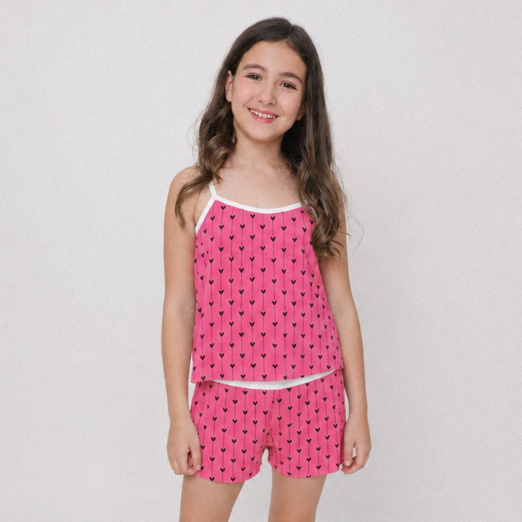 Baby Doll Infantil Feminino Menina Pijama Estampado Regata Short Confortável Leve