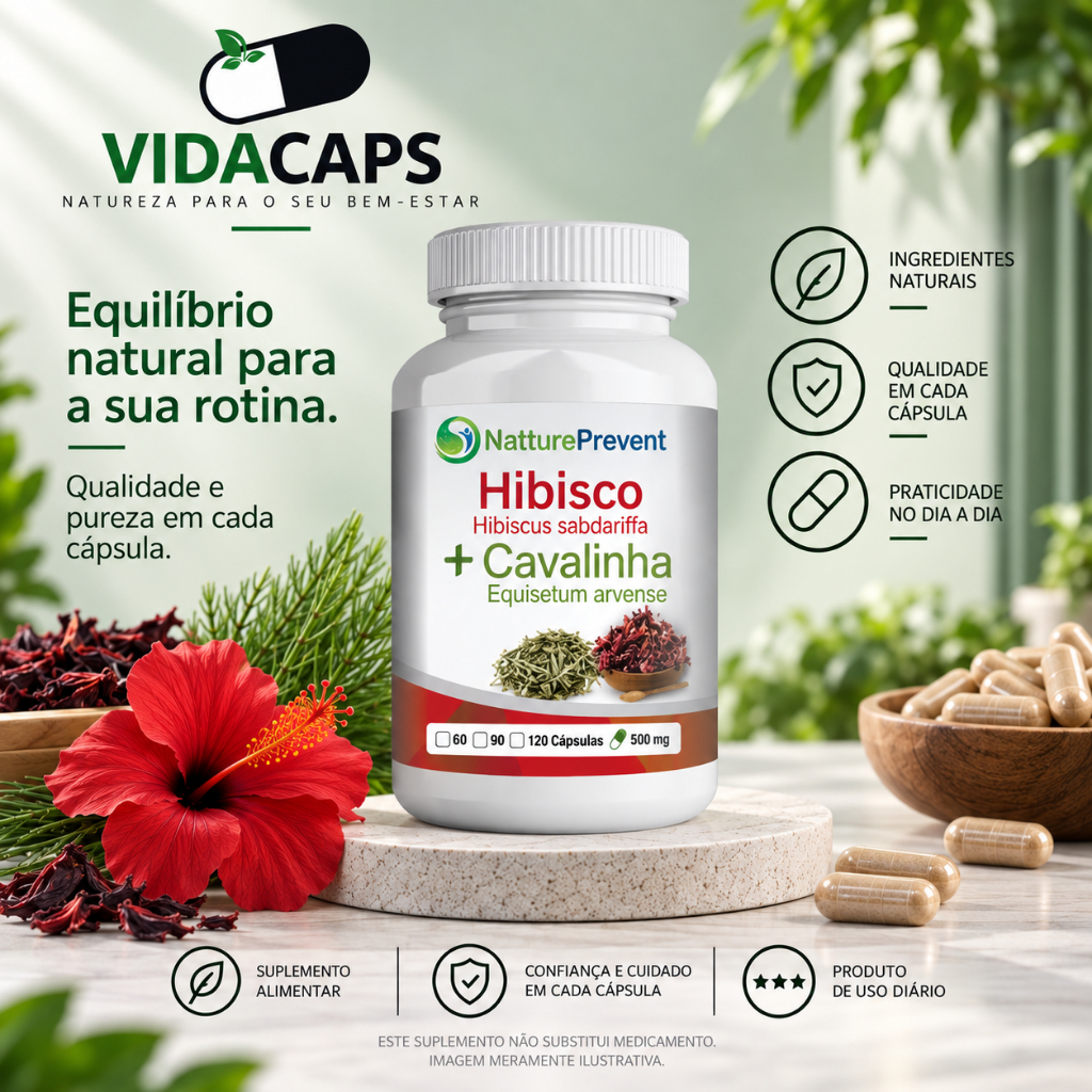 HibisLife 500mg 60 / 90 / 120 Cápsulas - Suplemento Natural Vidacaps