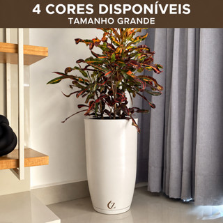Vaso Plantas Grande Flores Decorativo 48Cm Bojo Polido Polietileno Externo Interno