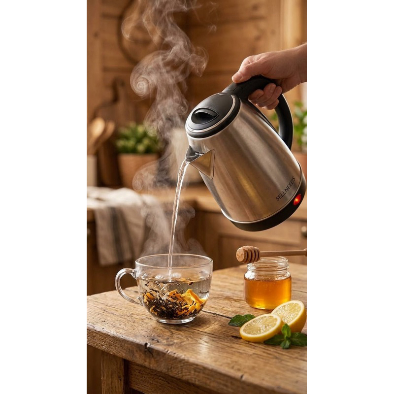 Chaleira Elétrica Inox 1,8L - Aquecimento Rápido, Base Giratória, Segurança Automática