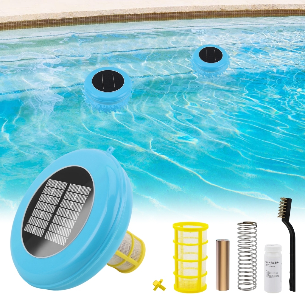 Purificador Solar de Íons para Piscina, Eletrodo de Cobre, Economiza Cloro, Trata Até 120000L de Água
