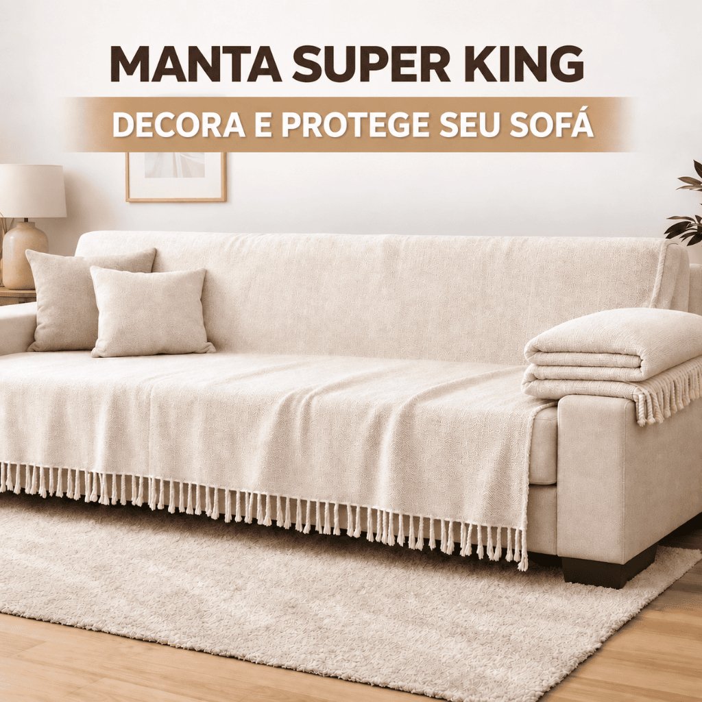 Manta 3,00 x 1,80M / 2,40 x 1,80 Para Sofá King Luxo Gigante  100% Algodão Protetor Decoração