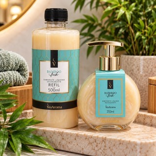 Kit Sabonete Líquido 200ml + Refil 500ml Via Aroma Perfumado