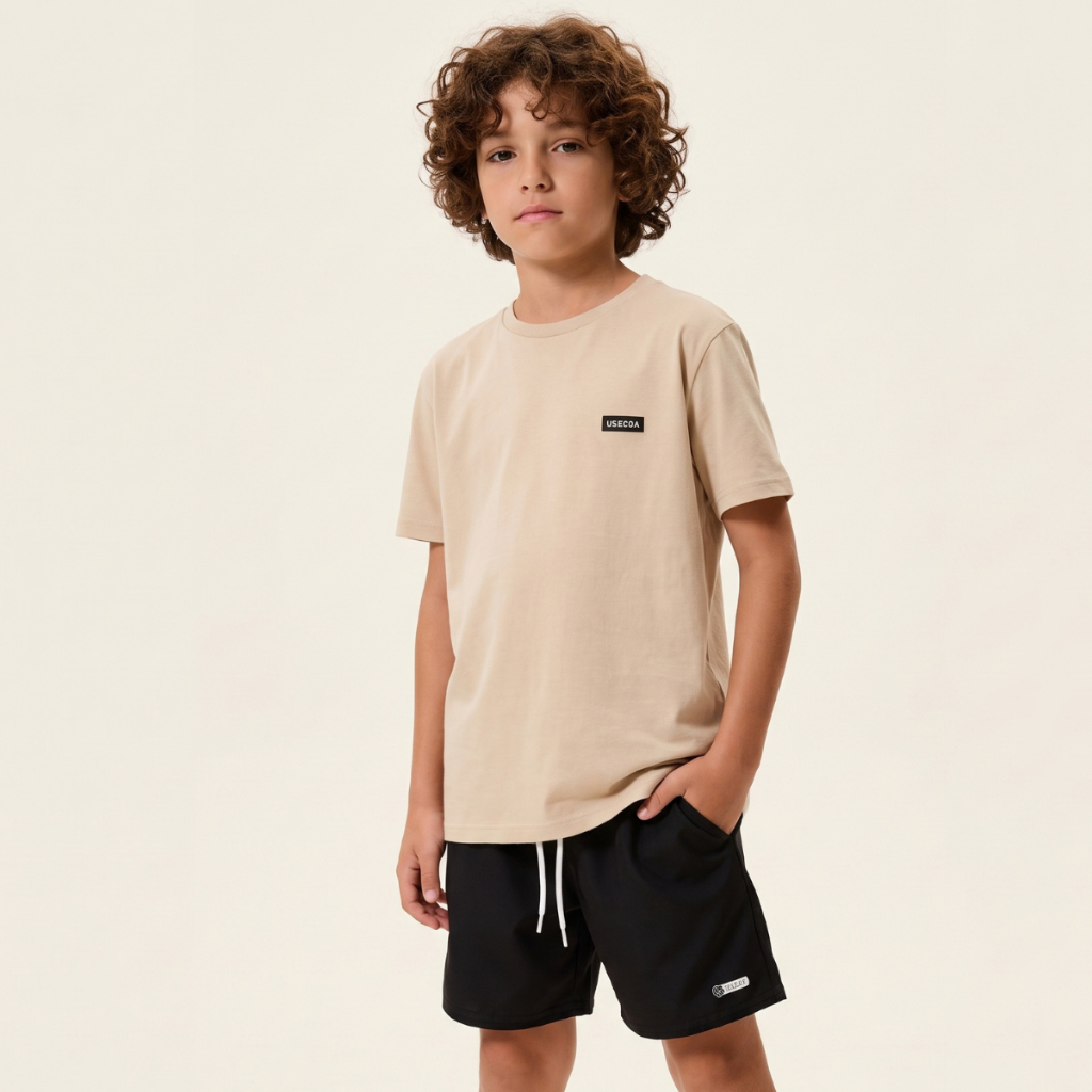 Conjunto Infantil Masculino Verão: Camiseta 100% Algodão Premium e Bermuda Tactel Confortável Para Meninos no Dia a Dia