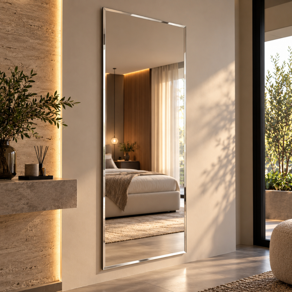 Espelho Mirano Paris 100x40cm Bisotê Grande Moderno Banheiro Lavabo Quarto Parede Decorativo Luxo