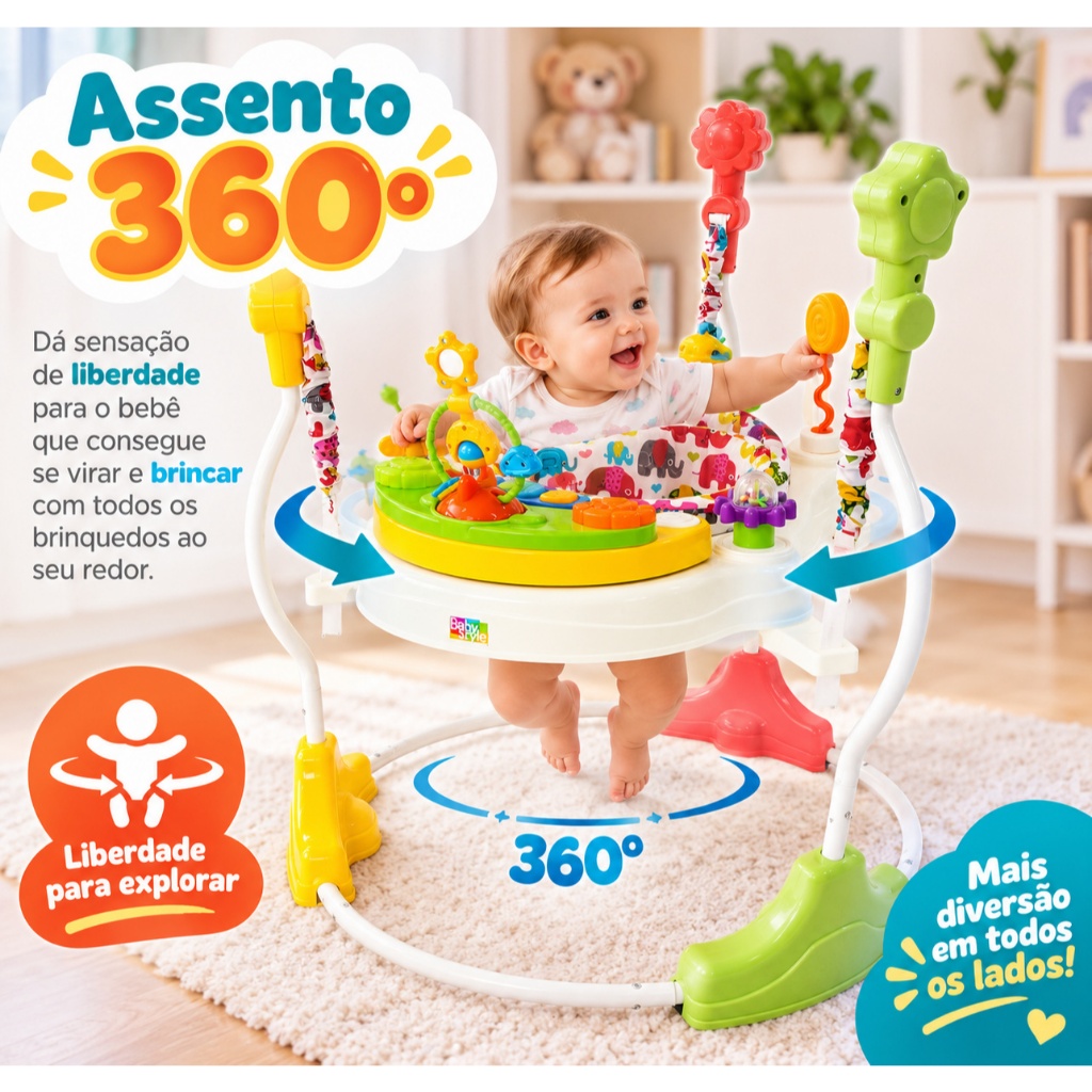 Brinquedo Pula Pula e Jumper 360º Bebê Infantil Centro Atividades com Luz e Som Andador 6+ meses · foto 2