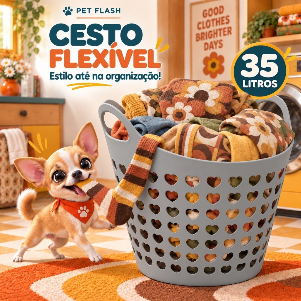Cesto Para Roupa Suja 35L Branco Flexível Com Alça Organizador De Lavanderia