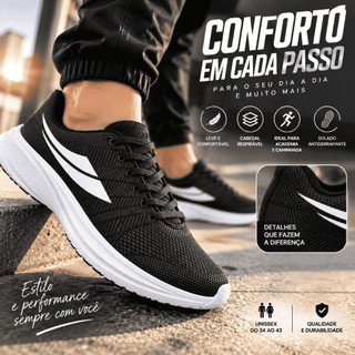 Tênis Feminino e Masculino Esportivo Academia Corrida Leve Confortável Suporte Estável