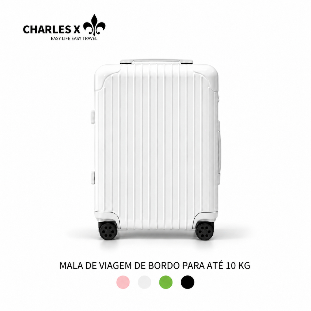 CHARLES X 10 kg Mala de Bordo em Tons Claros com Cadeado TSA e Rodas 360° Giratórias, Ideal para Viagens de Avião