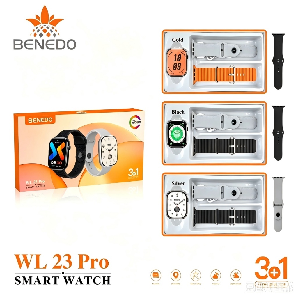 Smart Watch relogio WL23 PRO inteligente 46mm series 12 2026 3 Pulseiras BPM Esportes