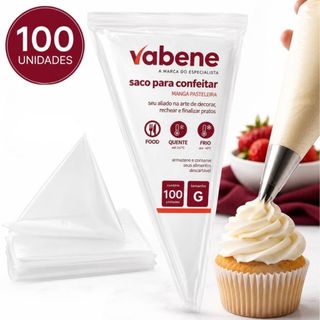 Saco de Confeitar M/G  50/100 Unid Reforçado Profissional para Confeitaria Bolo Cupcake