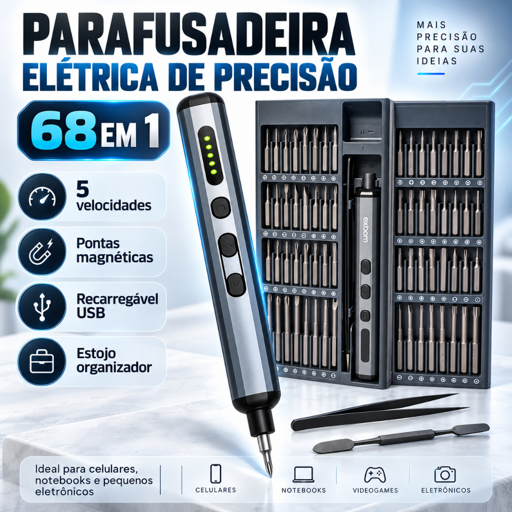 Parafusadeira Elétrica Precisão 68 Em 1 Magnética Ferramenta Manutenção Celular Notebook Chave Elétrica