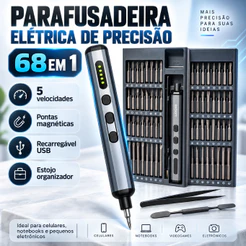 Parafusadeira Elétrica Precisão 68 Em 1 Magnética Ferramenta Manutenção Celular Notebook Chave Elétrica
