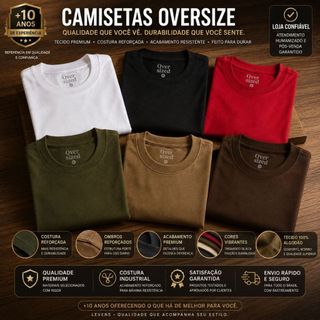 Camiseta masculina OverSized modelo StreetWear Gola canelada alta Malhão macio e grosso