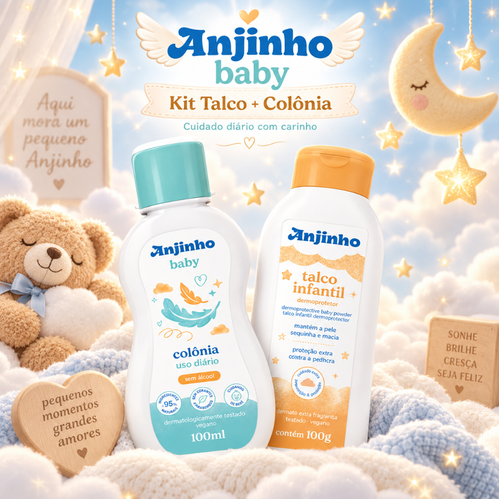 Kit Anjinho Baby Talco Infantil 100g + Colônia Bebê Sem Álcool 100ml — imagem 2 de 2