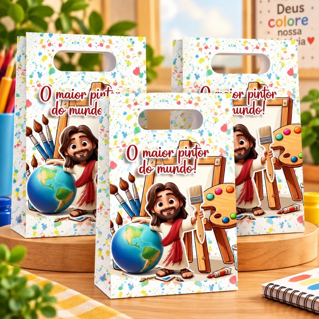 Sacolinha Surpresa Personalizada Lembrancinha O Maior Pintor do Mundo PEGUE E MONTE