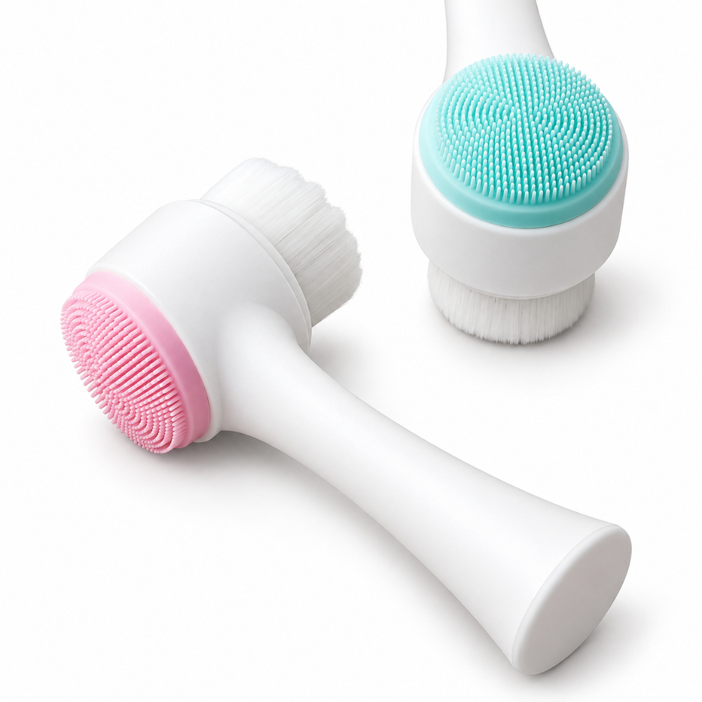 Escova de Limpeza Facial 2 em 1 Silicone e Cerdas 🧖‍♀️ Massageador para Skin Care
