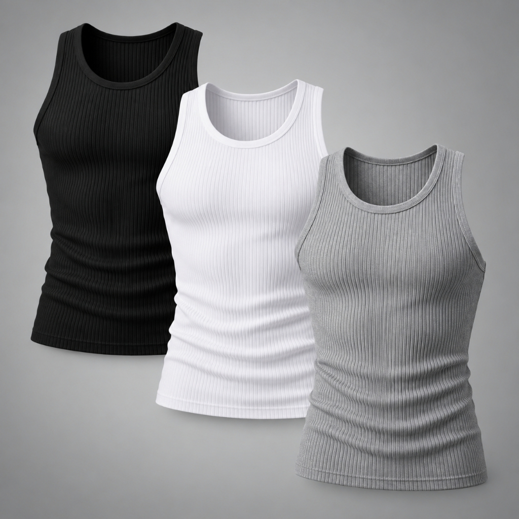 Regata Masculina Canelada Slim Fit Básica Confortável Estilo Casual Academia Treino Dia a Dia