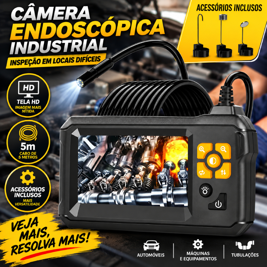 Endoscópio Boroscópio Sonda Câmera Diagnóstico Automotivo