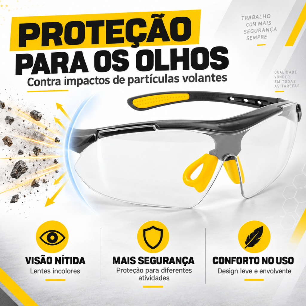 Óculos De Segurança Incolor Trabalho Epi Vonder Anti Risco Boxer Proteção Envio Imediato — imagem 2 de 2
