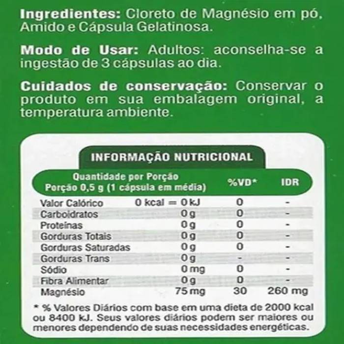 Cloreto de Magnésio P.A. Medinal 100 Cápsulas 500mg Original — imagem 2 de 2