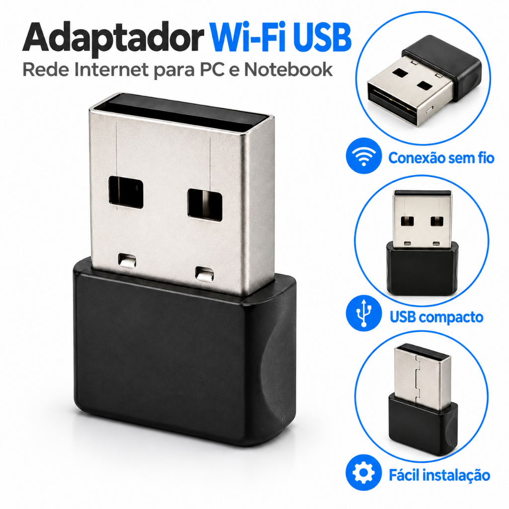 Adaptador WiFi USB Rede Internet PC Notebook