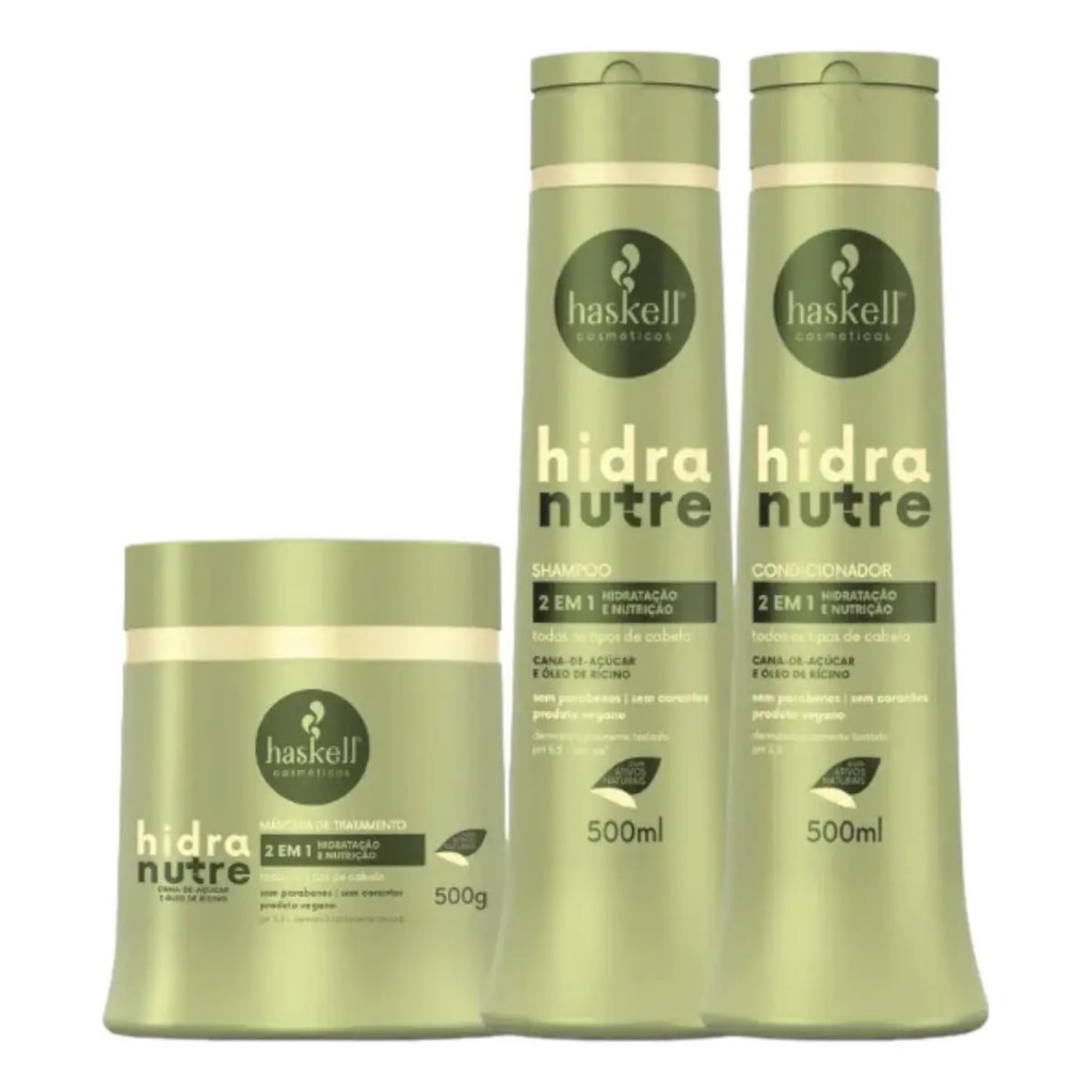 Kit Hidranutre 500gr Haskell (3 itens) Hidratação e Nutrição