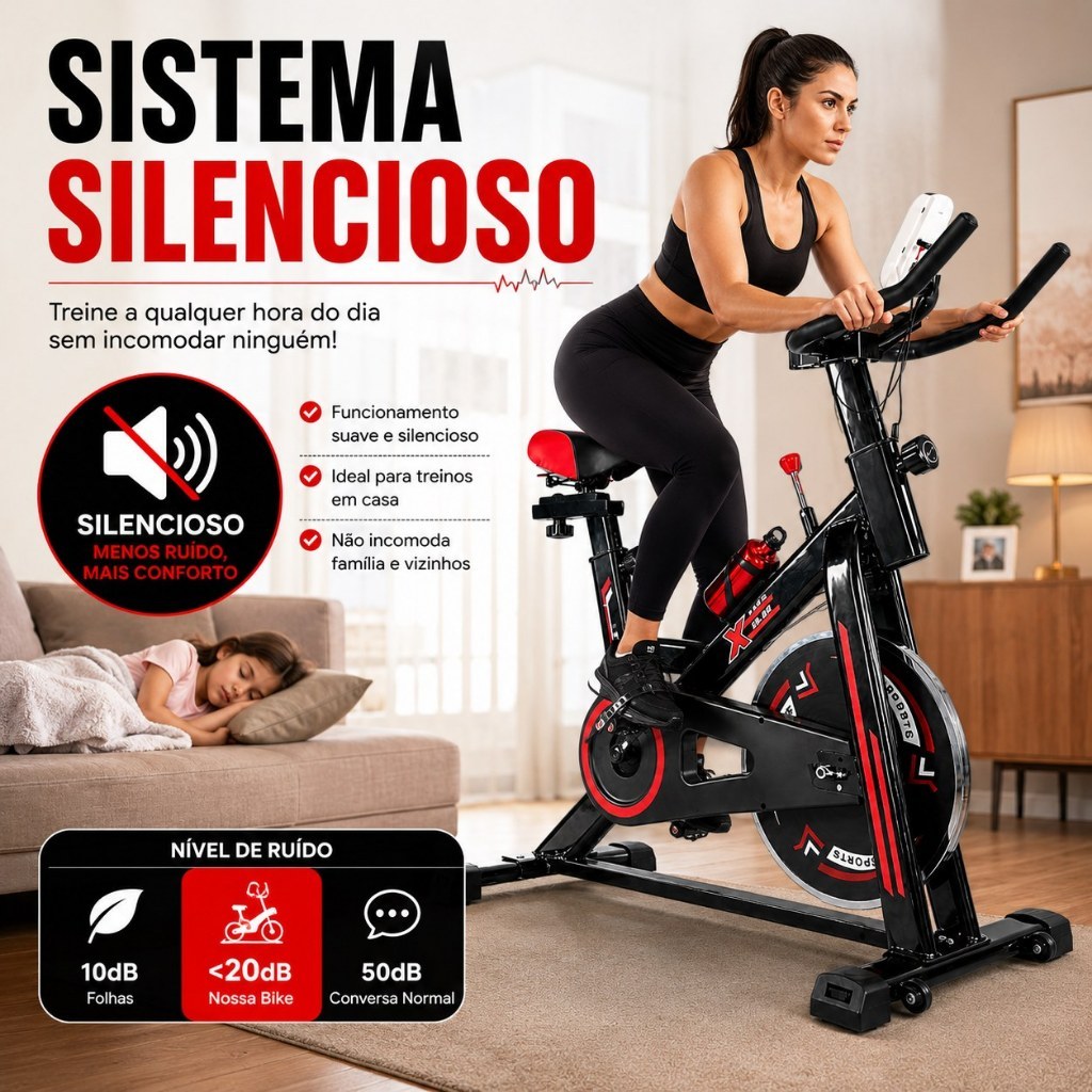 Essencial para quem malha Bicicleta Spinning Profissional Ajustável Silenciosa – Ergométrica para Treino em Casa Fitness