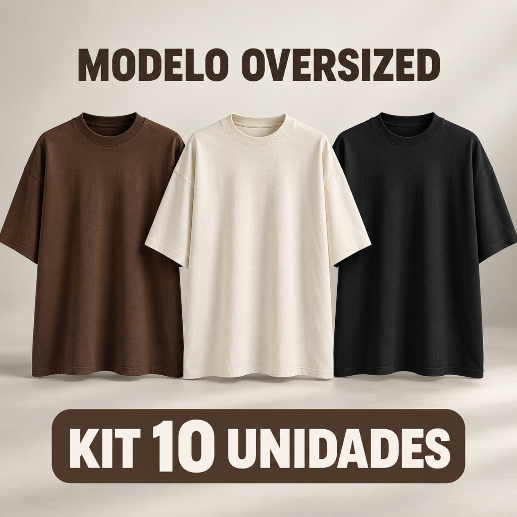 Kit 10 Camisetas Básicas OVERSIZED 100% Algodão STREETWEAR/ACADEMIA/PASSEIOS/ESPORTES/ TRABALHO 10UNIDADES