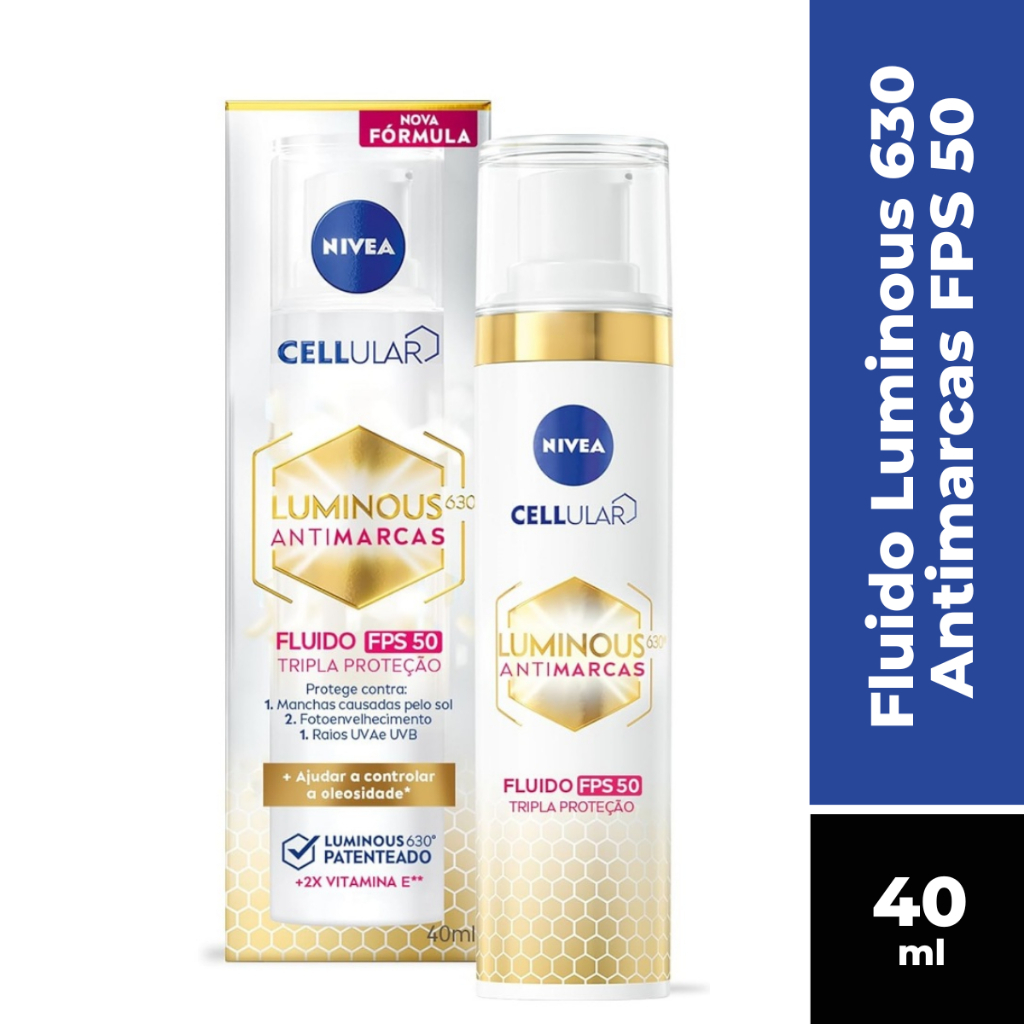 Fluido Facial Cellular Luminous 630 Antimarcas FPS 50 Nivea 40ml