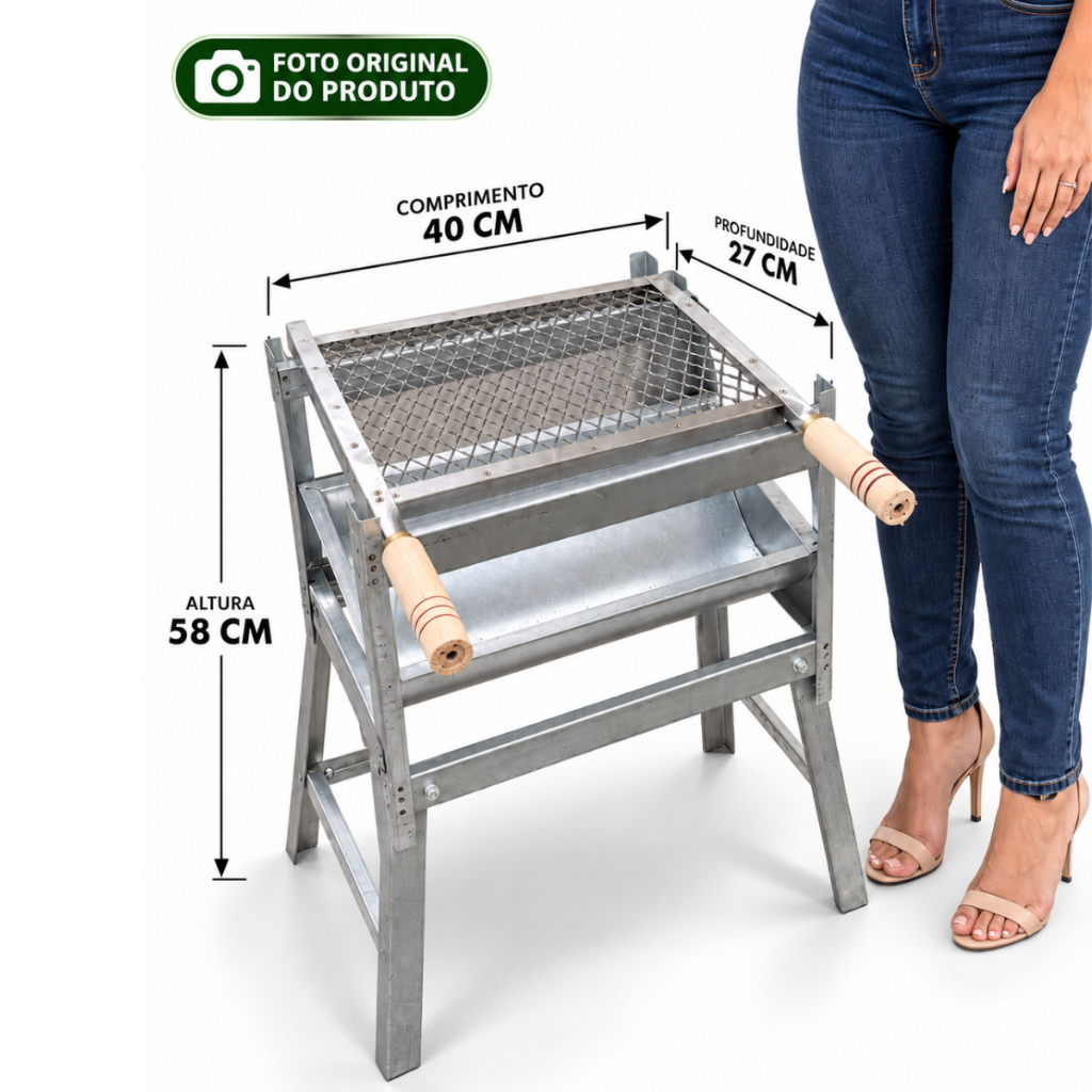 Churrasqueira Pequena Portátil Inox Galvanizada Dobrável Pequena Camping Pesca