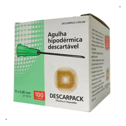 Agulha Hipodérmica 30 X 0,8mm C/ 100un Verde Descarpack