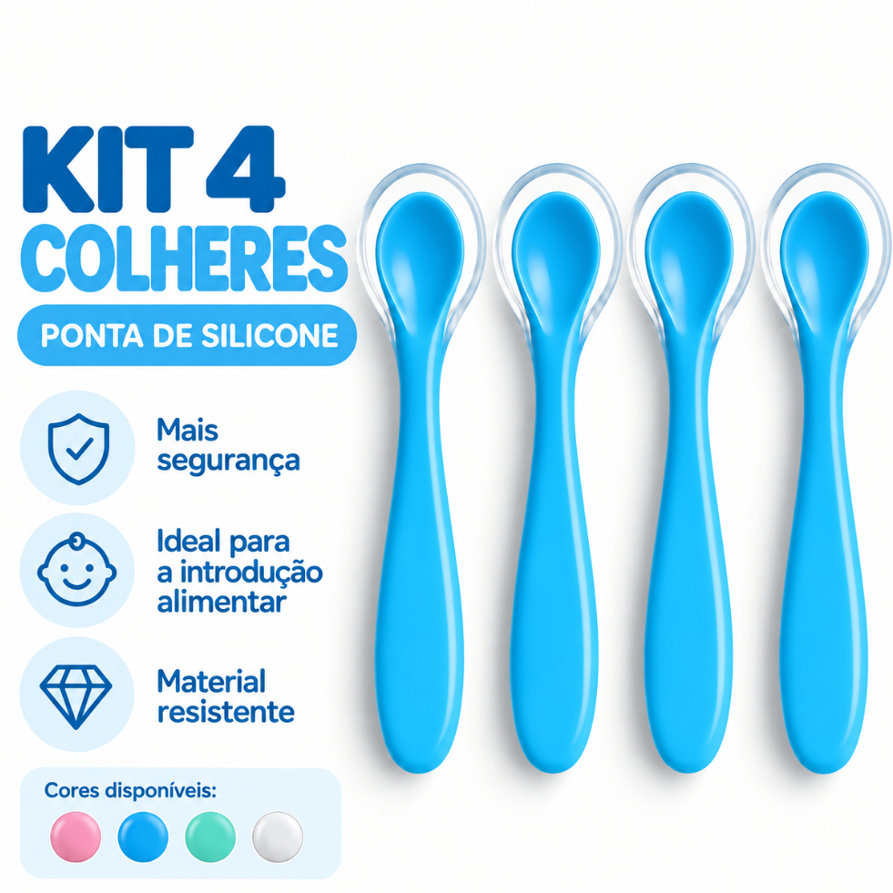 Kit Colheres de Silicone Para Bebê