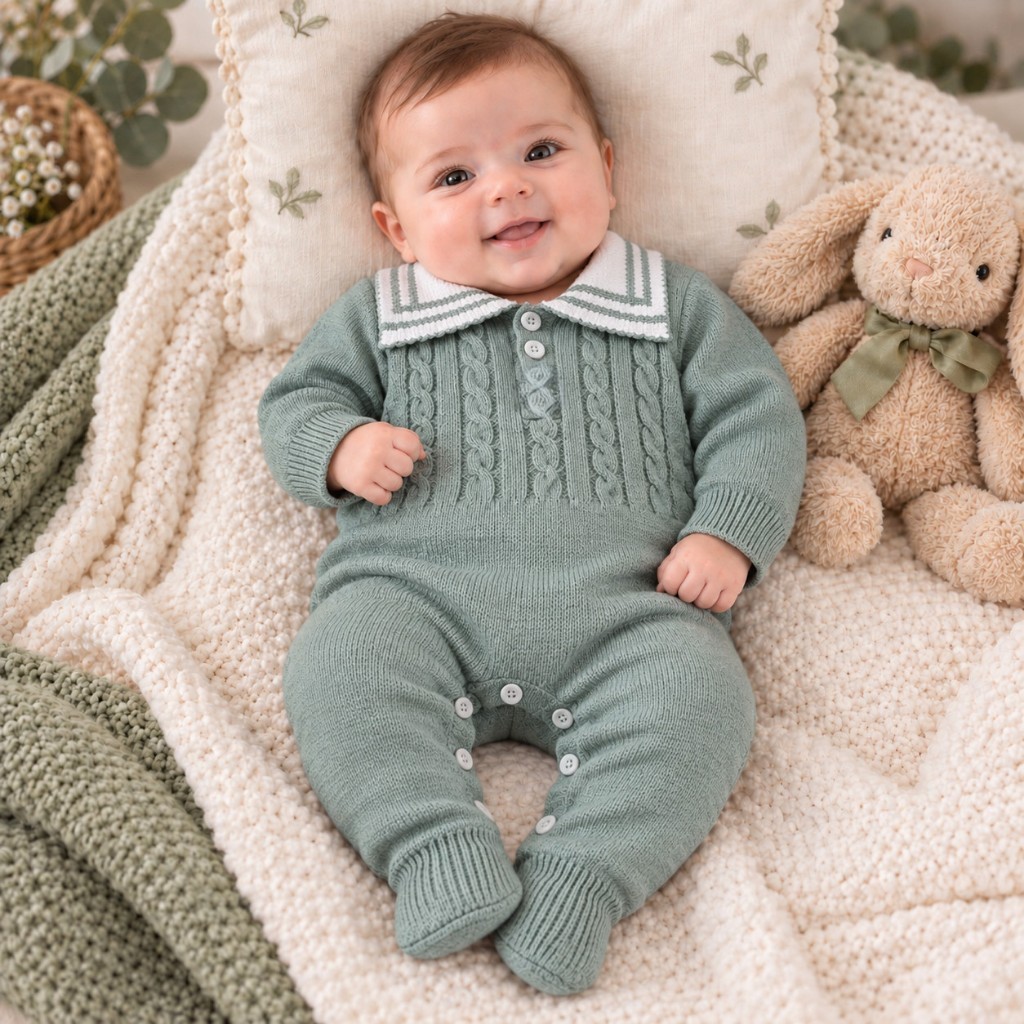 roupa bebe menino tricô Caio verde