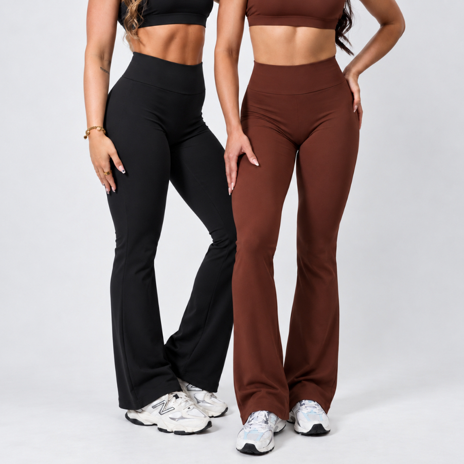 Calça Flare Legging Zero Transparência Fitness Bailarina Feminina Cintura Alta Academia Boca Sino Suplex Premium
