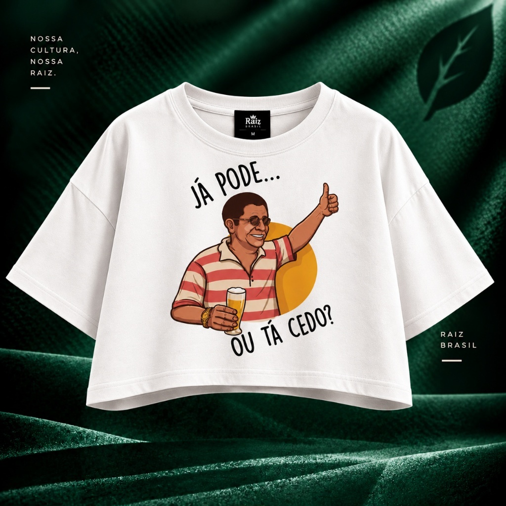 Cropped Oversized Zeca Pagodinho Já Pode ou ta Cedo Feminino Estampado Algodão
