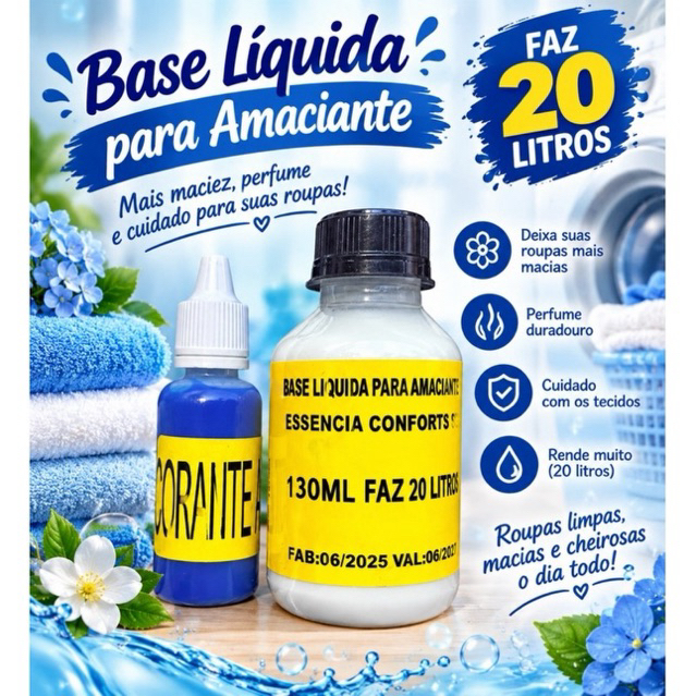 BASE LÍQUIDA DE AMACIANTE 130ml FAZ 20 LITROS