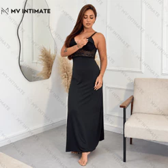 Camisola Longa AMAMENTAÇÃO Luxo com Renda em Microfibra 350