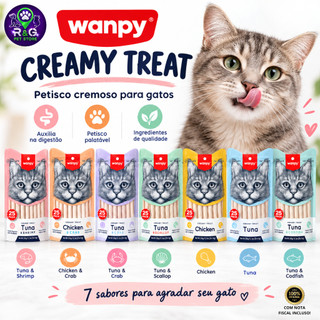 Petisco Cremoso Para Gatos Wanpy Creamy 25 Tubos 14g 350g Sabores Variados