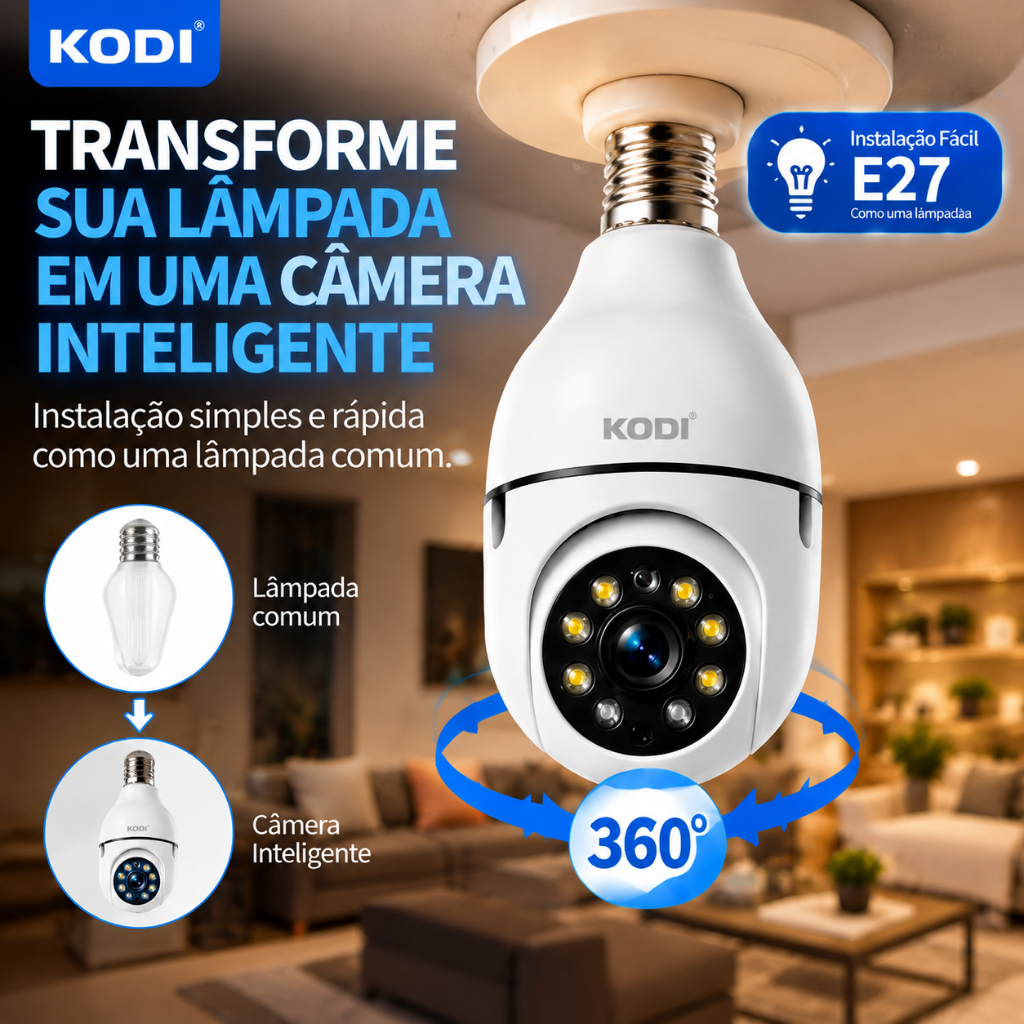 Câmera segurança wifi ip sem fio 360 encaixe Lâmpada Infravermelho sem fio ptz full HD G4