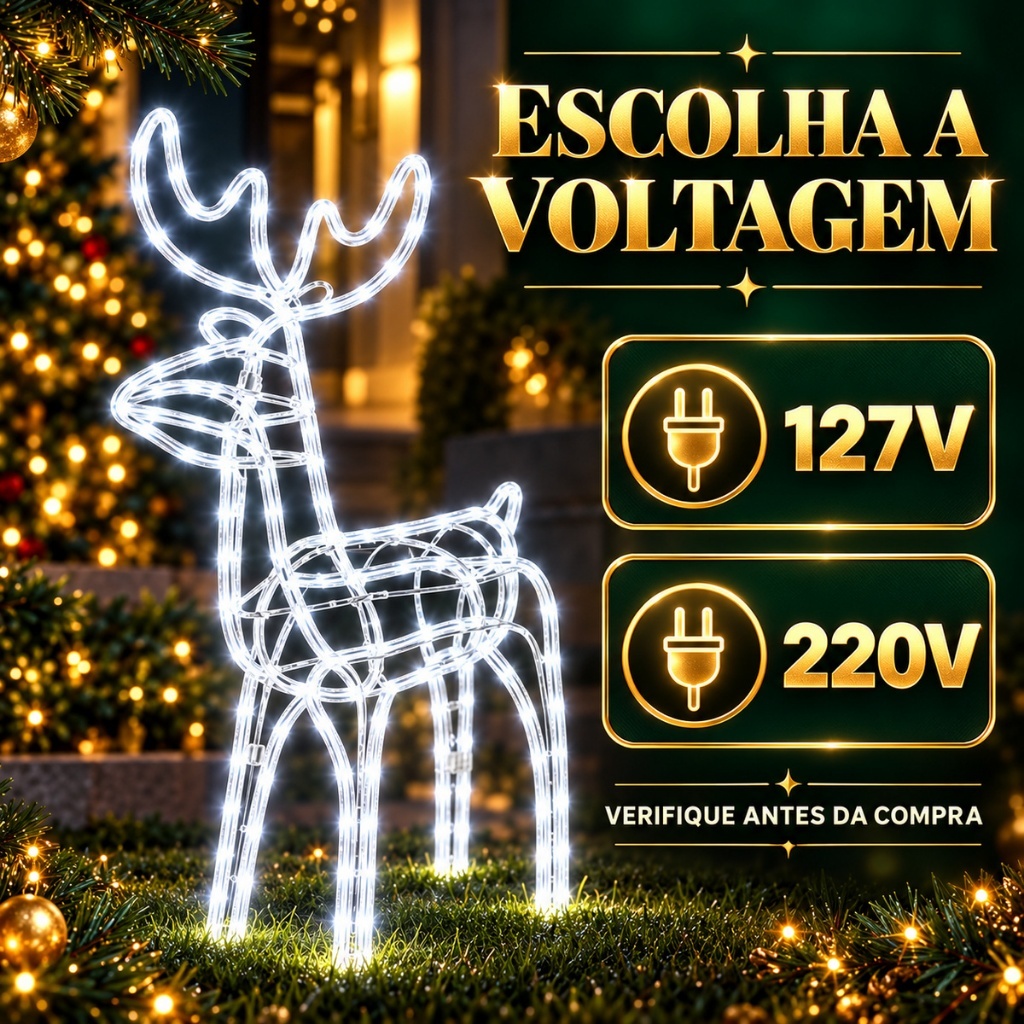 Rena de Natal Papai Noel Pisca Enfeite Decoração Natalina Luxo Luzes Para Jardim Quintal Telhado Luvi — imagem 2 de 2