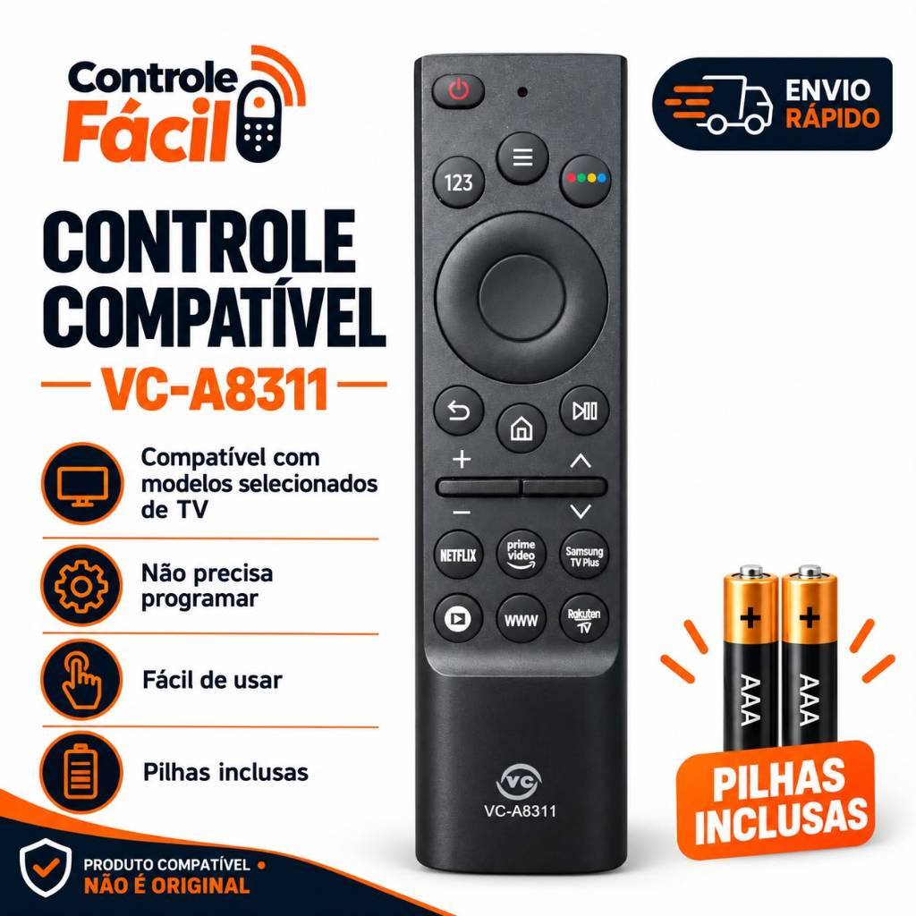 Controle Remoto Universal Compatível para TV Samsung Smart 4K LED – com AU7700, AU8000 e Outros Modelos