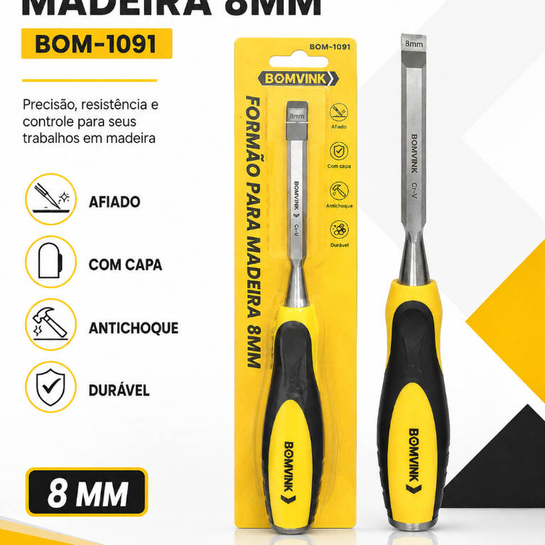Formão Madeira Profissional Cabo Emborrachado Marceneiro
