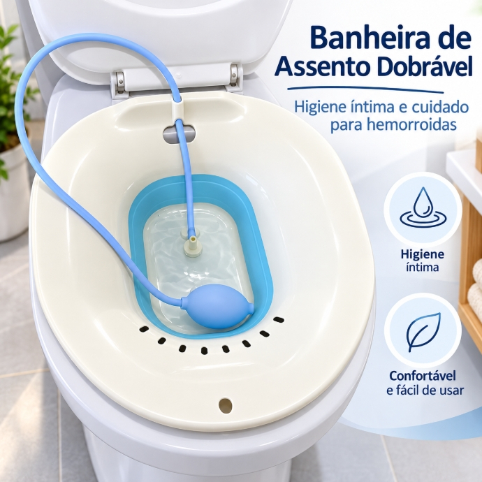 Bacia Para Banho De Assento Dobrável Azul