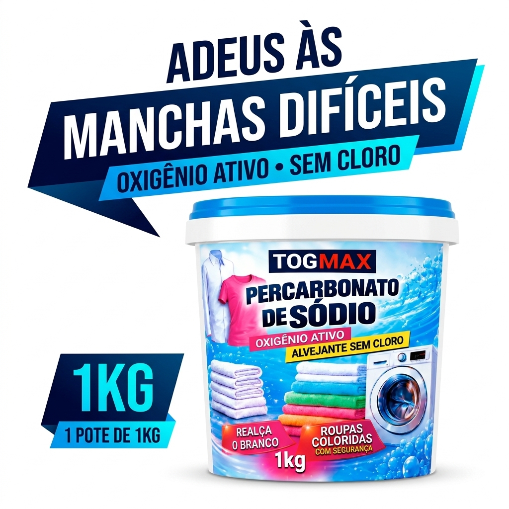 Percarbonato 100% Puro Togmax Tira Manchas Roupas Brancas Coloridas Não Mancha Segurança e Qualidade