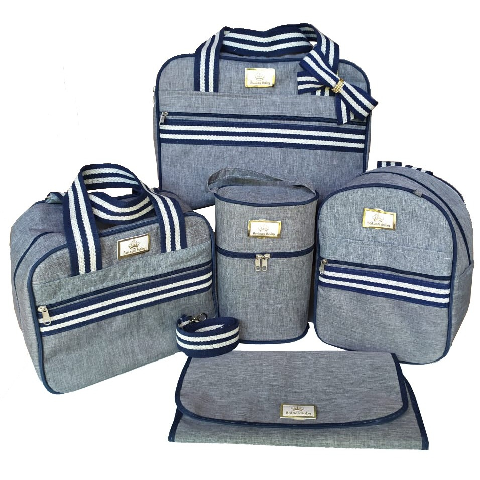 kit bolsa bebê luxo maternidade com porta mamadeira e trocador várias cores