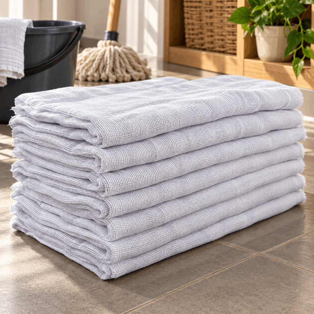 5 Panos de Chão Branco 40x65 Grande Saco Alvejado Absorvente